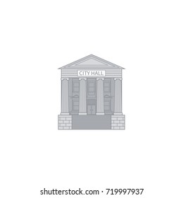 City Hall architecture public government building. Icon outline style vector illustration isolated on white background.