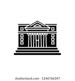 City hall black icon, vector sign on isolated background. City hall concept symbol, illustration 