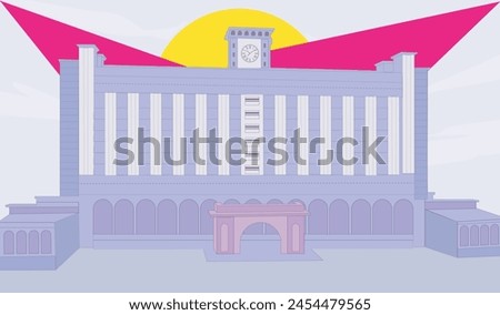 City hall Building Dhaka, vector illustration of City hall Building city skyline on colorful, Modern architectural flat style vector illustration.