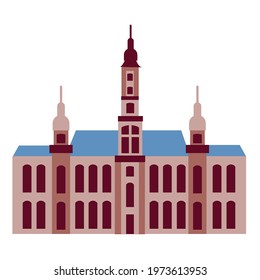 City hall building in flat cartoon style isolated on white background - Urban architecture. icon for vector infographics