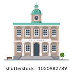 City hall building in flat style isolated on white background - Urban architecture.  Vector illustration design template