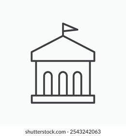 City hall building icon in black outlined and solid.