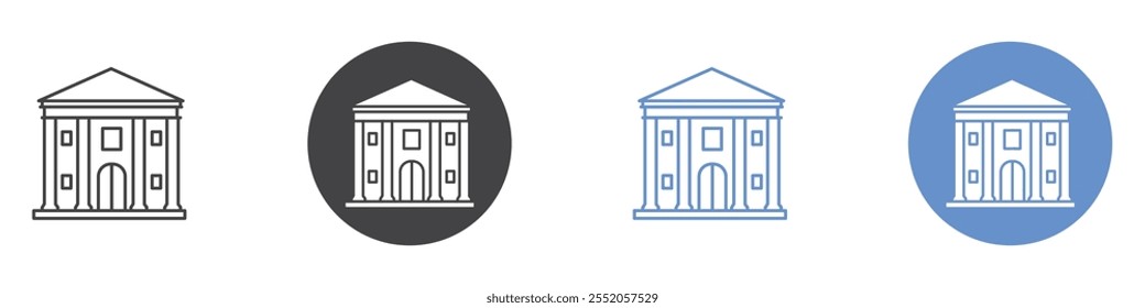 City hall building icon flat line symbol set.