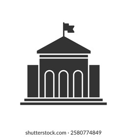 City hall building icon Flat line illustration