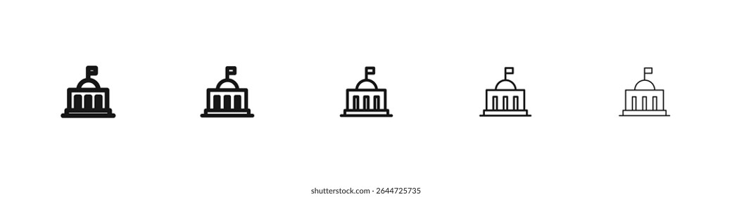 City hall building icon flat illustration set logo