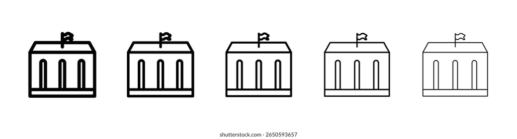 City hall building icon graphic set. trendy stroke line style