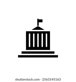 City hall building icon Isolated flat vector in outline