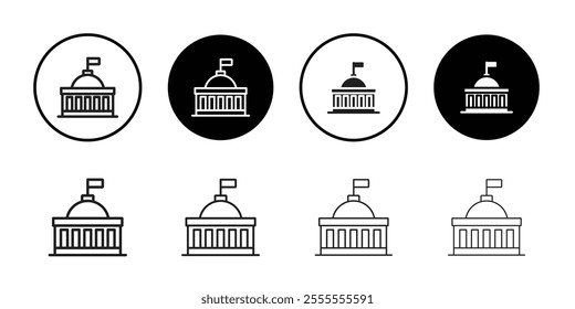 City hall building icon Line Art Logo set