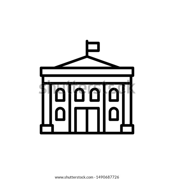 City Hall Building Icon Outline Flag Stock Vector (Royalty Free ...