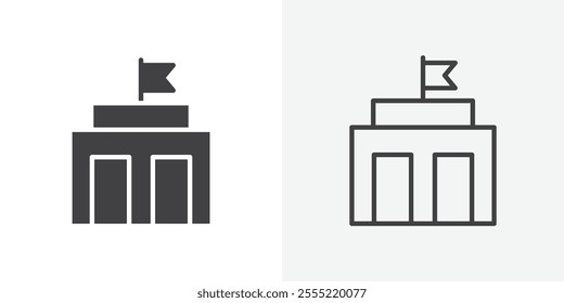 City hall building icon. outlined vector style.