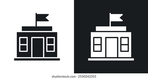 City hall building icon pack in black color.