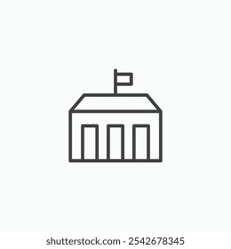 City hall building icon set in black color
