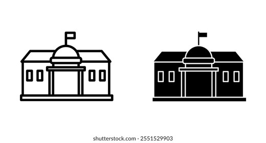 City hall building Icon set. Symbol isolated white background. vector illustration. color editable.