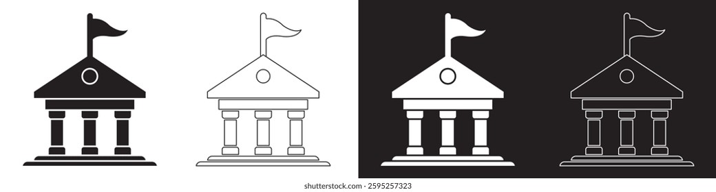 City hall building Icon set. Capitol symbol, Architecture and Travel collection. linear style pictogram . town hall icon on white, municipal building line vector.