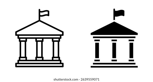 City hall building Icon set. Symbol isolated on white background. vector illustration.