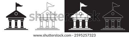 City hall building Icon set. Capitol symbol, Architecture and Travel collection. linear style pictogram . town hall icon on white, municipal building line vector.