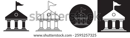 City hall building Icon set. Capitol symbol, Architecture and Travel collection. linear style pictogram . town hall icon on white, municipal building line vector.