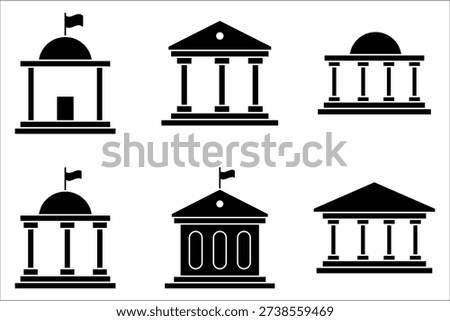 City hall building Icon set. Symbol isolated on white background. vector illustration