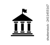 City hall building icon. Simple solid style. Municipal, hall town, embassy, council, government concept. Black silhouette, glyph symbol. Vector illustration isolated.