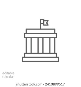 City hall building icon. Simple outline style. Municipal, hall town, embassy, council, government concept. Thin line symbol. Vector illustration isolated. Editable stroke.