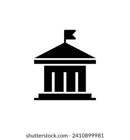 City hall building icon. Simple solid style. Municipal, hall town, embassy, council, government concept. Black silhouette, glyph symbol. Vector illustration isolated.