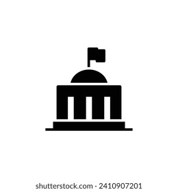 Icono del edificio del ayuntamiento. Estilo sólido simple. Municipal, ayuntamiento, embajada, concejo, concepto de gobierno. Silueta negra, símbolo de glifo. Ilustración vectorial aislada.