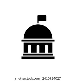 City hall building icon. Simple solid style. Municipal, hall town, embassy, council, government concept. Black silhouette, glyph symbol. Vector illustration isolated.