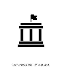 City hall building icon. Simple solid style. Municipal, hall town, embassy, council, government concept. Black silhouette, glyph symbol. Vector illustration isolated.