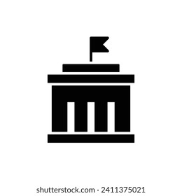 City hall building icon. Simple solid style. Municipal, hall town, embassy, council, government concept. Black silhouette, glyph symbol. Vector illustration isolated.