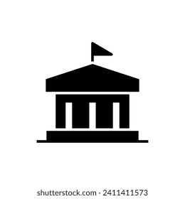 City hall building icon. Simple solid style. Municipal, hall town, embassy, council, government concept. Black silhouette, glyph symbol. Vector illustration isolated.