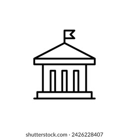 City hall building icon. Simple outline style. Municipal, hall town, embassy, council, government concept. Thin line symbol. Vector illustration isolated. Editable stroke.