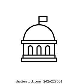 City hall building icon. Simple outline style. Municipal, hall town, embassy, council, government concept. Thin line symbol. Vector illustration isolated. Editable stroke.