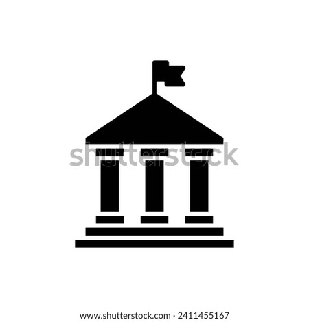 City hall building icon. Simple solid style. Municipal, hall town, embassy, council, government concept. Black silhouette, glyph symbol. Vector illustration isolated.