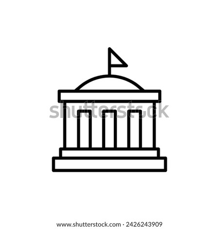 City hall building icon. Simple outline style. Municipal, hall town, embassy, council, government concept. Thin line symbol. Vector illustration isolated. Editable stroke.