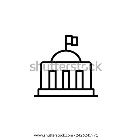 City hall building icon. Simple outline style. Municipal, hall town, embassy, council, government concept. Thin line symbol. Vector illustration isolated. Editable stroke.