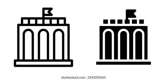 City hall building icon symbol collection on white background.