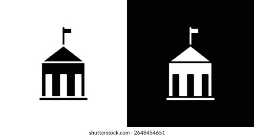 City hall building icon symbol collection. Flat vector stock illustration.