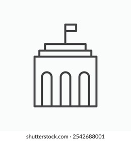 City hall building icon in thin black lines