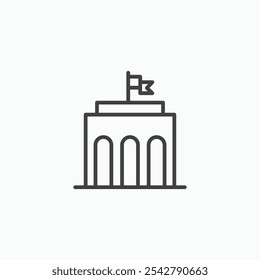 City hall building icon in thin outlined.