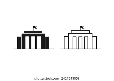 city hall building icon vector. black outline isolated white background