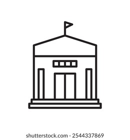 Ícone do edifício da prefeitura Ilustração da linha fina plana do vetor