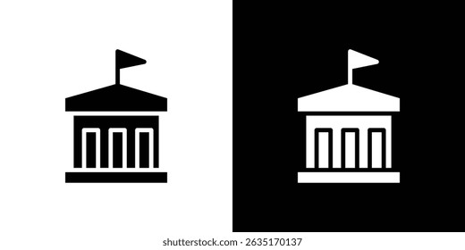 City hall building icon Vector in flat style. Collection silhouettes