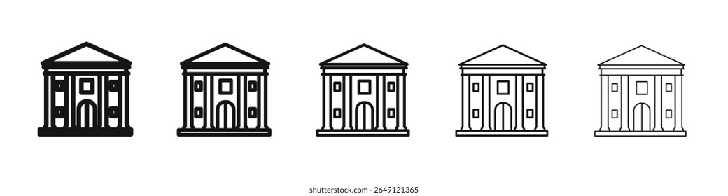 City hall building icon vector outline set illustration sign