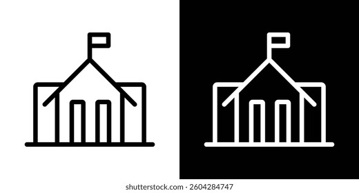 City hall building icons vectors set in stroke line style.