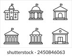 City hall building line icon set, outline vector sign, linear style pictogram, vector illustration on white background.