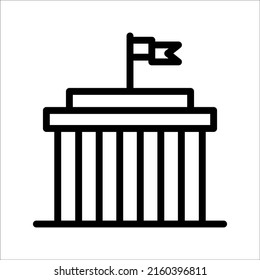 City Hall Building Line Icon, Line Vector Sign, Isolated On White Background, Capitol Symbol, Logo Illustration, Editable Stroke, Eps 10.