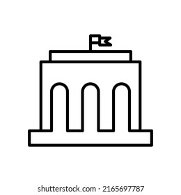 City hall building line icon, outline vector sign, linear style pictogram isolated on white. Capitol symbol, logo illustration. Editable stroke