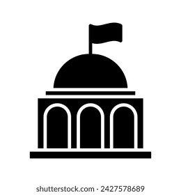 City hall building line icon color editable