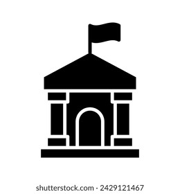 City hall building line icon color editable