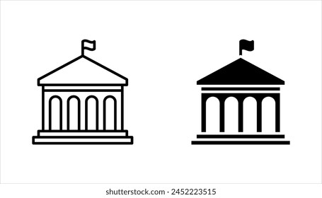 City hall building line icon set, outline vector sign, linear style pictogram, vector illustration on white background.